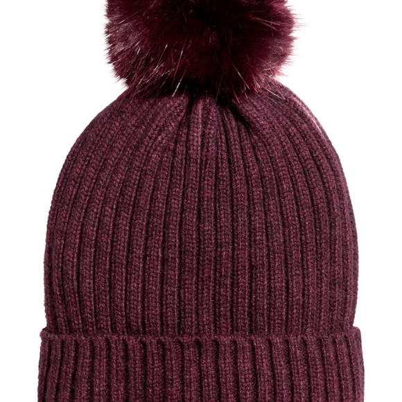 H&M Maroon Beanie with Pompom - Picture 2 of 3